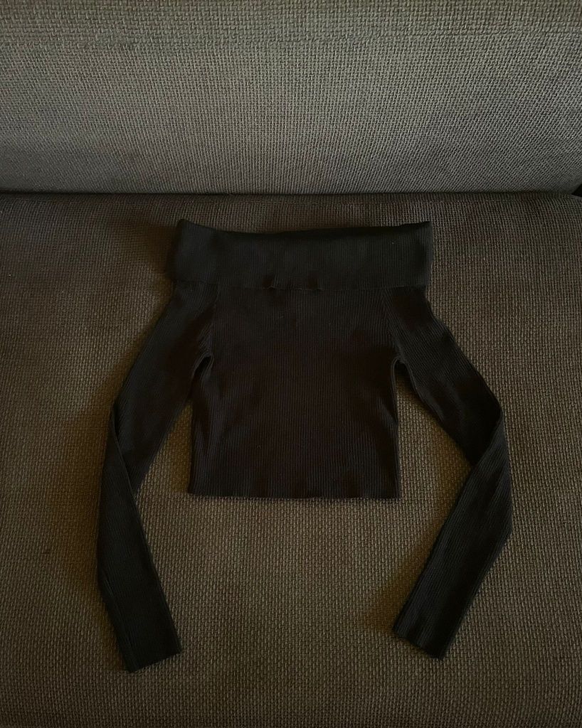 Sweter sweterek bluzka bez ramion odkryte ramiona XS h&m