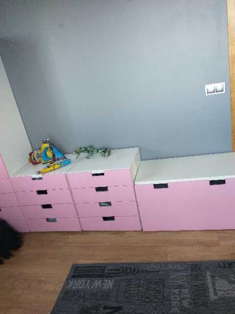 IKEA - Stuva - Ławka z pojemnikiem na zabawki - różowe fronty