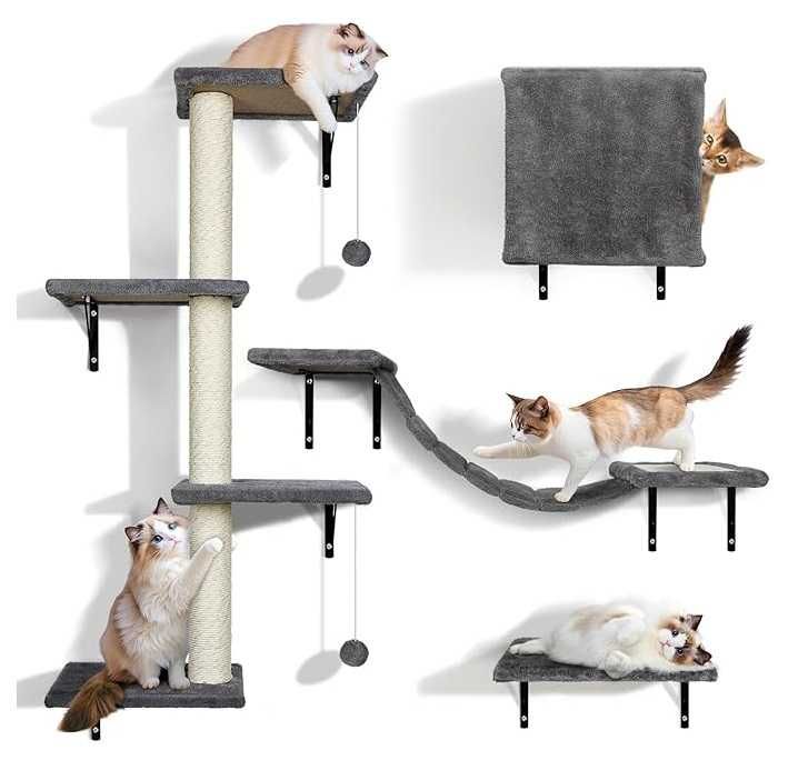 Ścianka wspinaczkowa dla kotów, hamak, most wiszący, 10 części