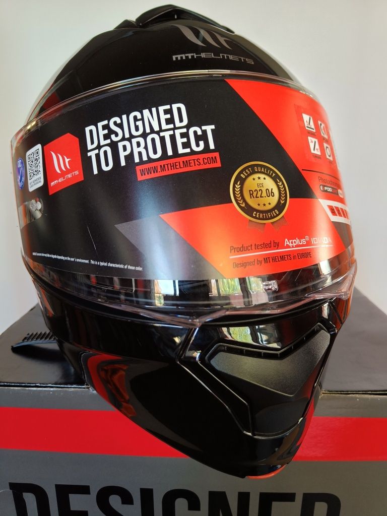Kask szczękowy MT Helmets czarny połysk rozmiar M L