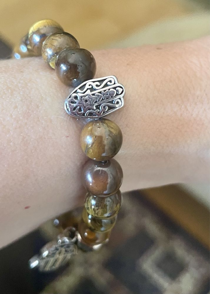 Pulseira Pedra Verdadeira Olho de Tigre