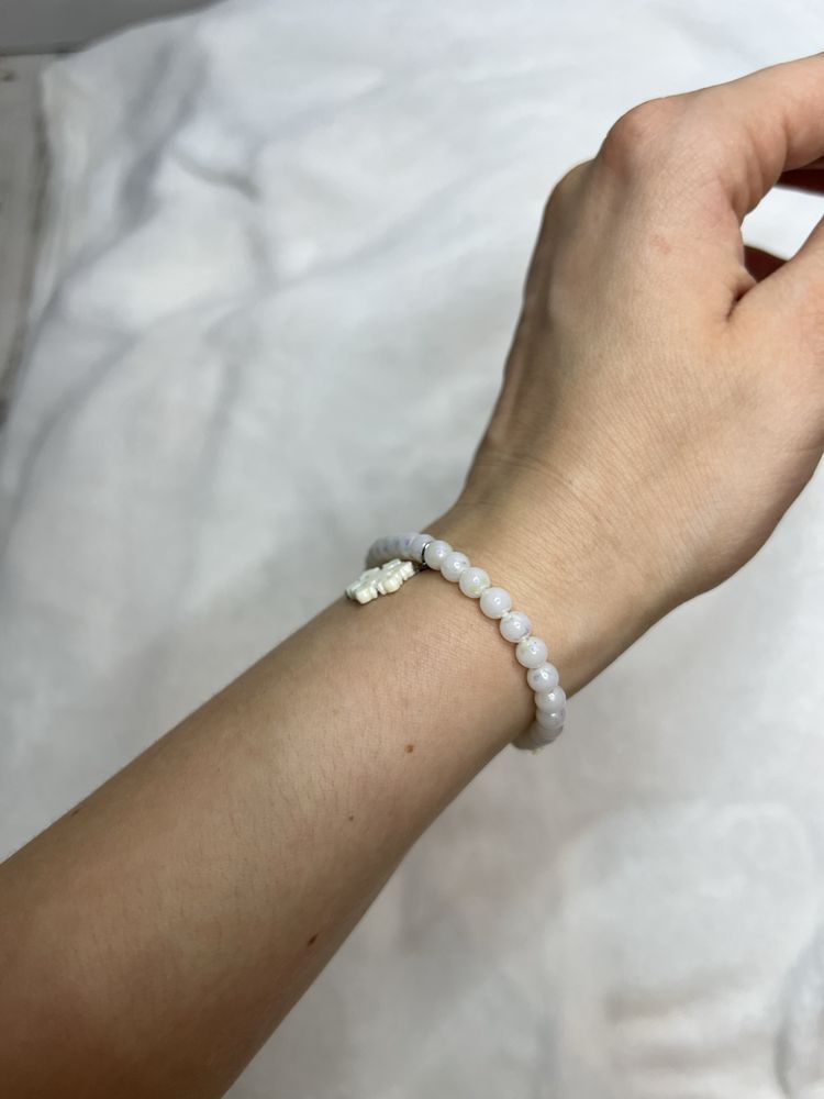 Bransoletka śnieżynka korale koraliki aurora zorza polarna casual 15