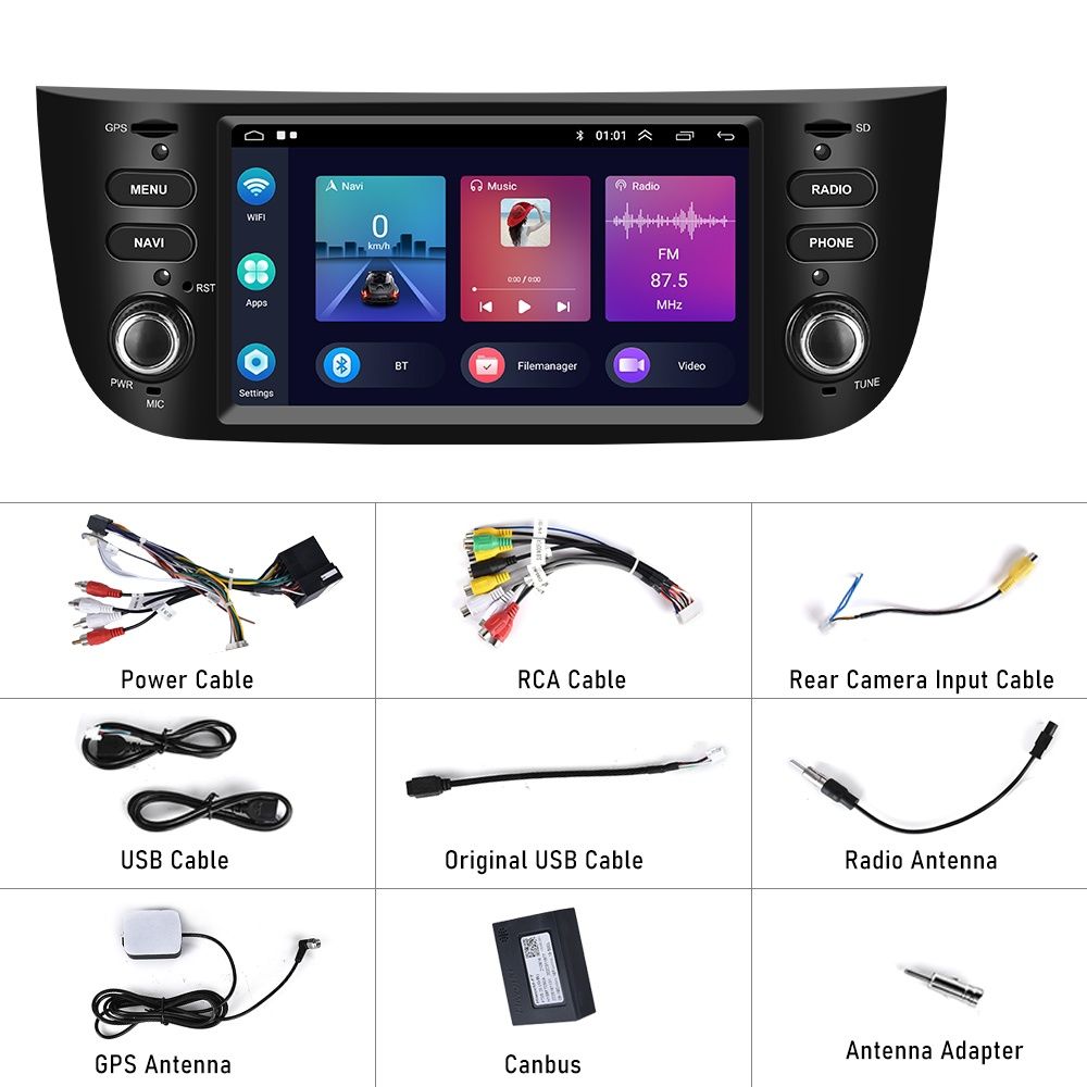 Rádio android 2din Fiat punto/Linea carplay gps android auto NOVO