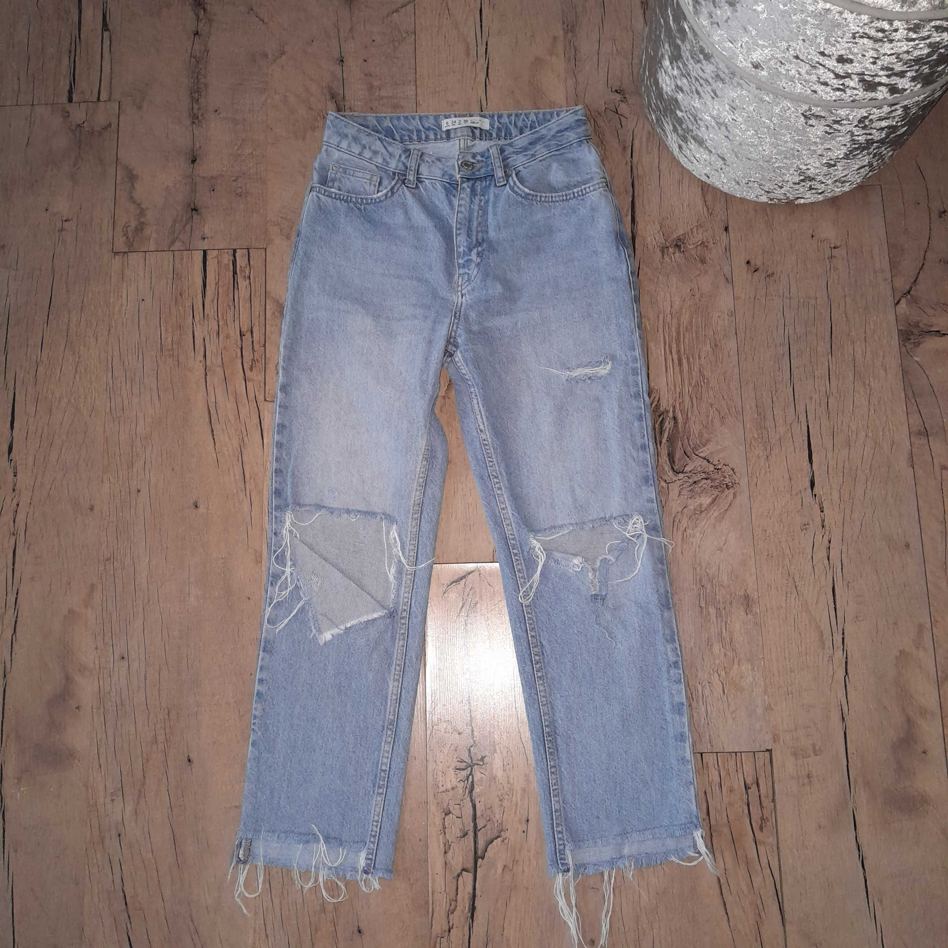 Niebieskie jeansy Denim Co. XS dziury