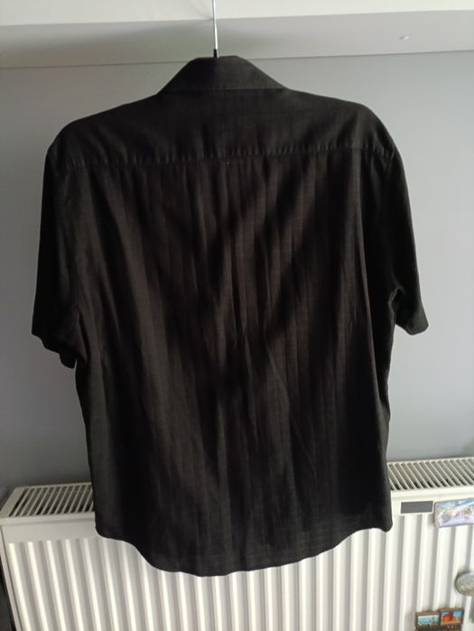 Czarna męska koszula H&M 41-42 krótki rękaw kratka