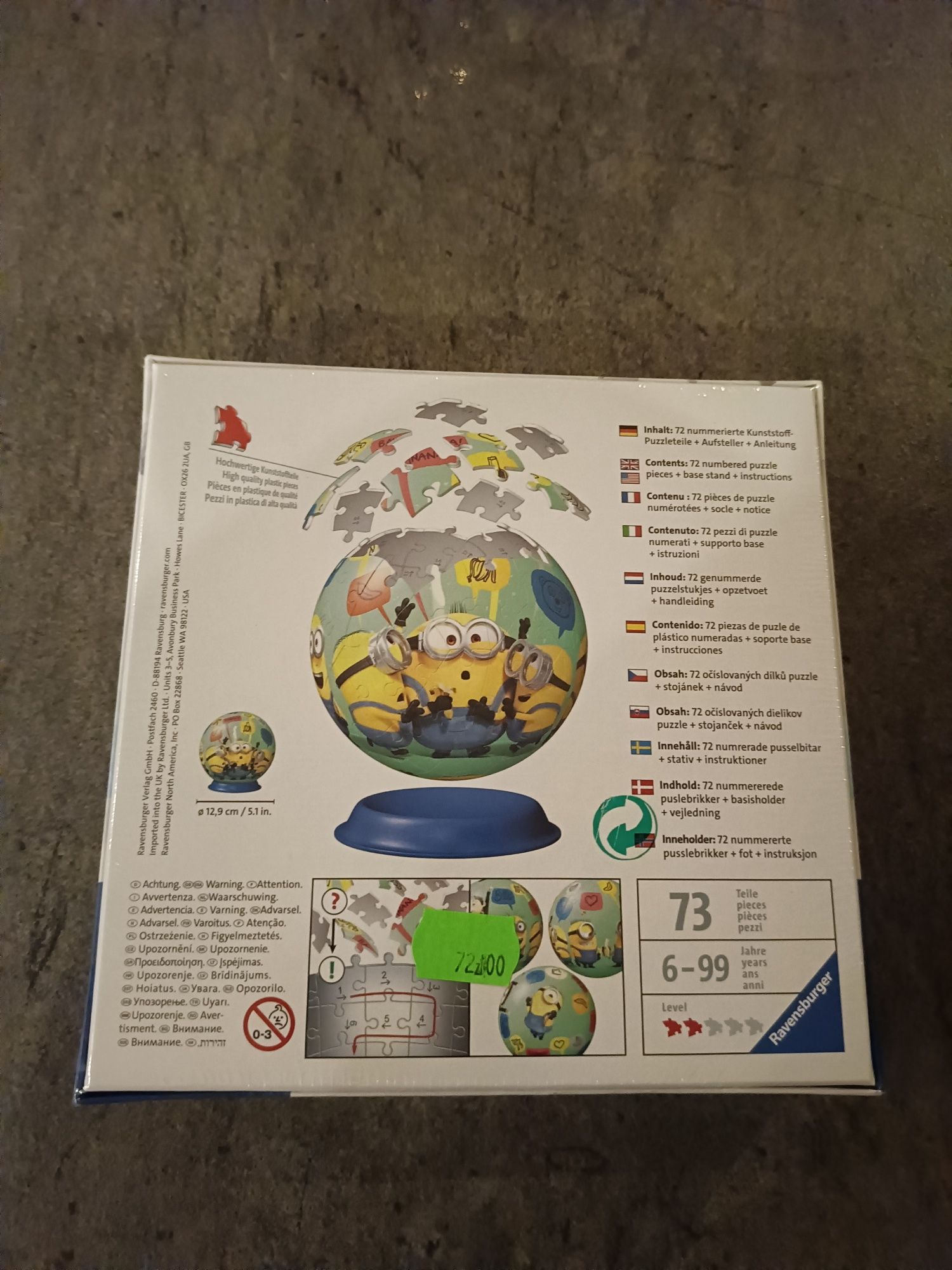 Puzzle 3D, globus, Minionki