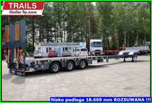 Niskie-podwozie 9,35 m + 5,00 m rozsuwu, NAJAZDY DŁUGIE 4,00 M !!!  Dostępna z placu ! Niskopodłoga 3 osie, do kontenerów 40, 30, 2x20 Ft