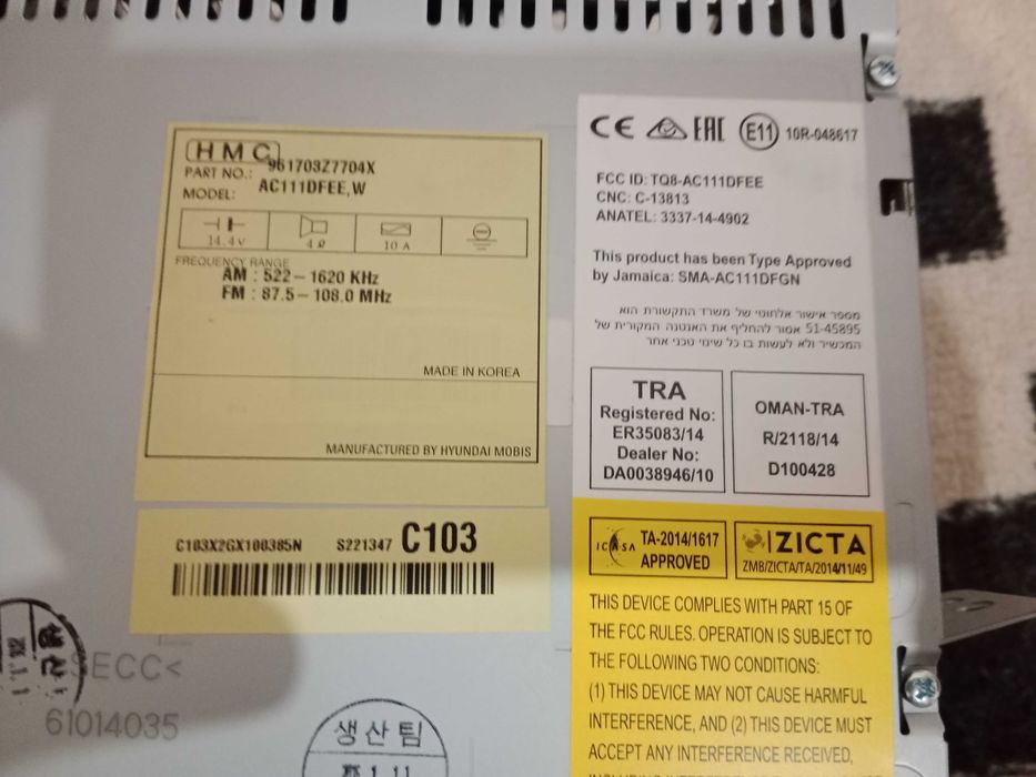 Radio Hyundai I40 nowe AC 111DFEE,W