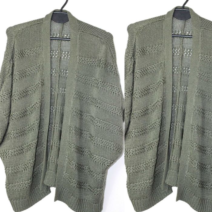 DUNNES damski luźny sweter narzutka KHAKI 44/46 XXL/3XL