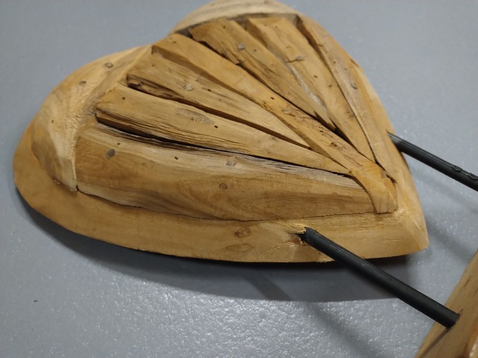 Serce Boho rzeźba drewno odzyskane Teak