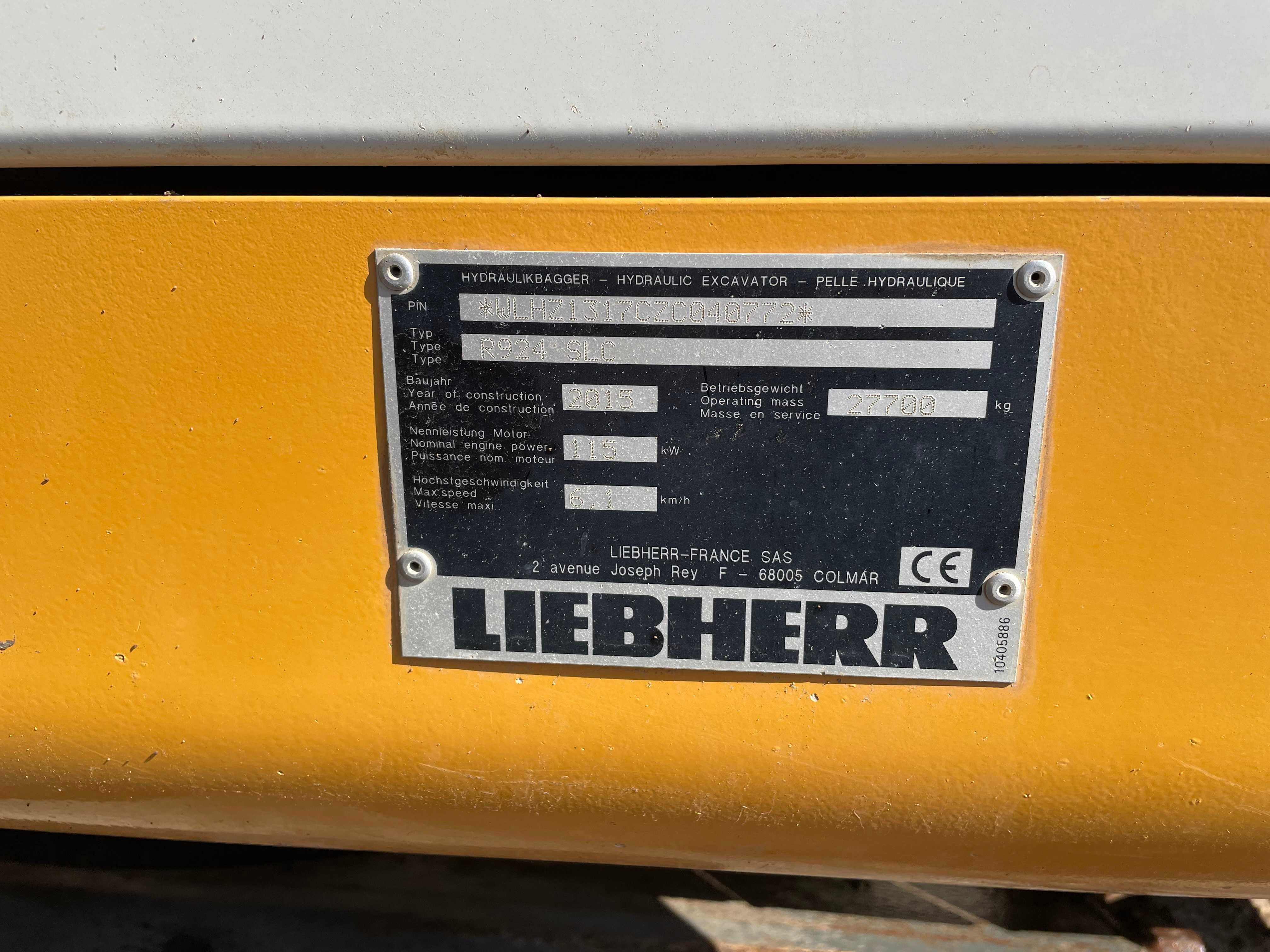 Liebherr R924 3 razy łamany wysięg, 2015, likufix, centralne smarowani