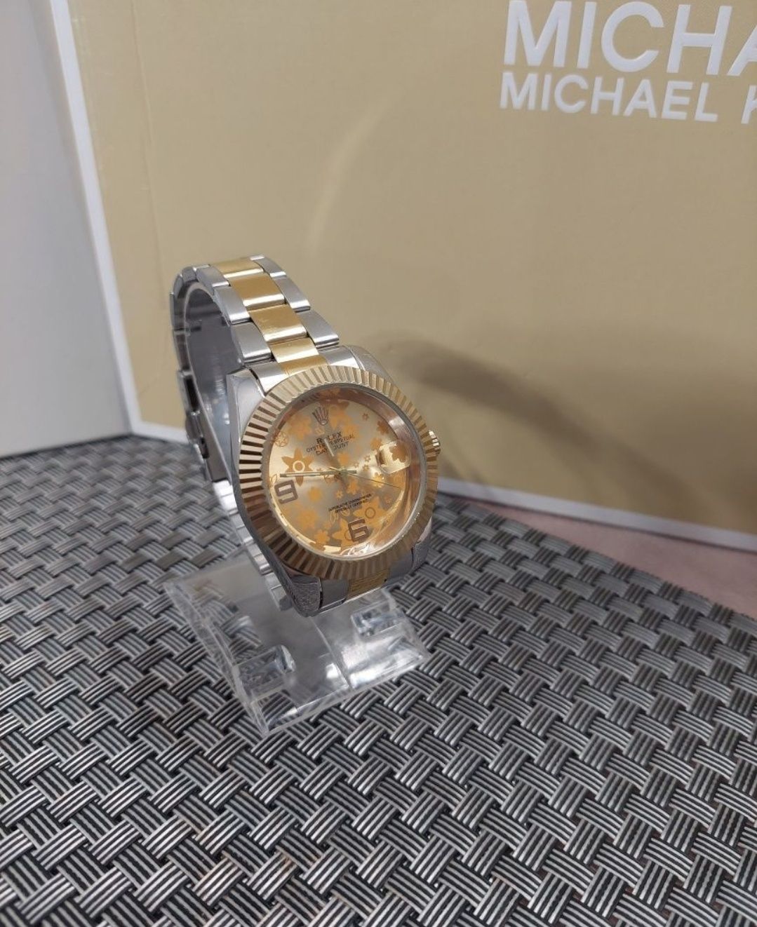 Zegarek męski damski rolex datejust kwiaty srebrno złoty