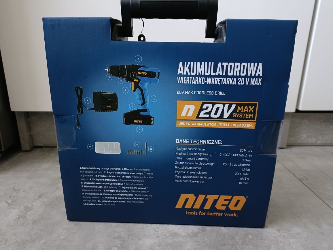 Wiertarko - wkrętarka 20V max Niteo