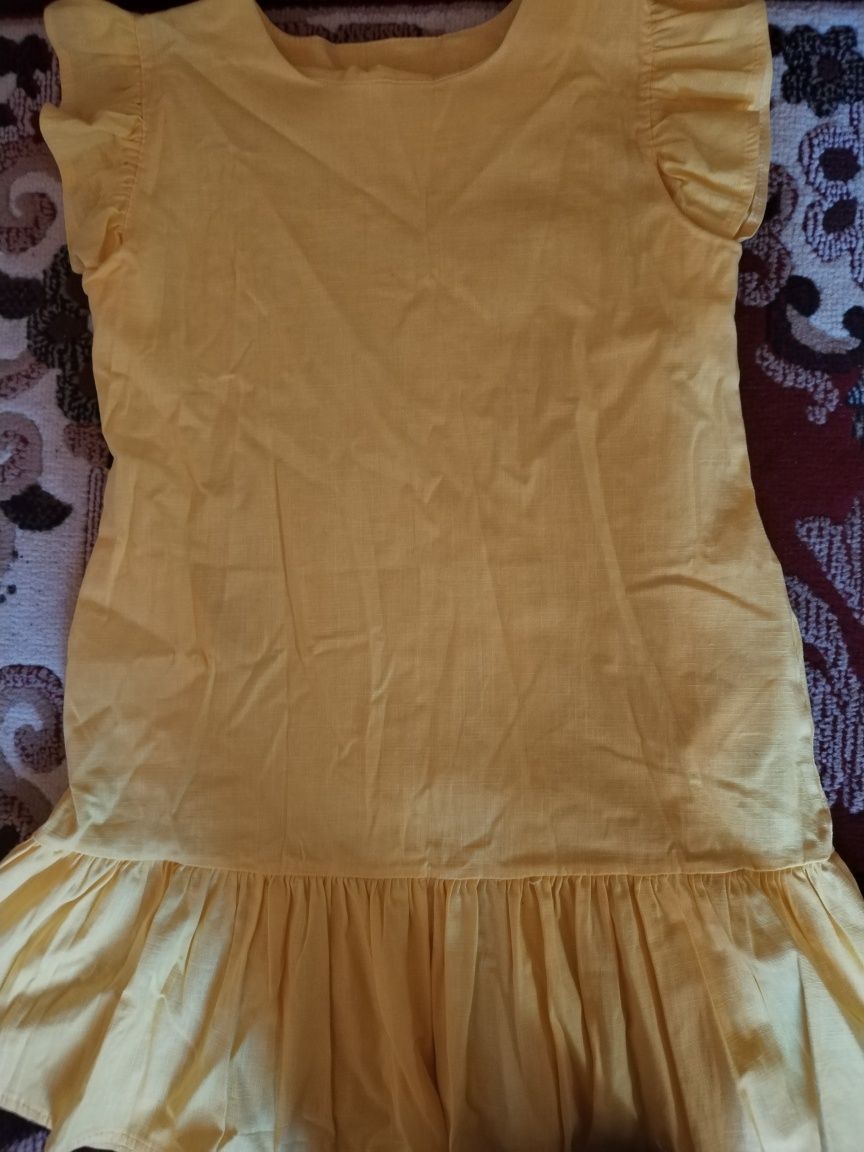 Сукня жовта з льону