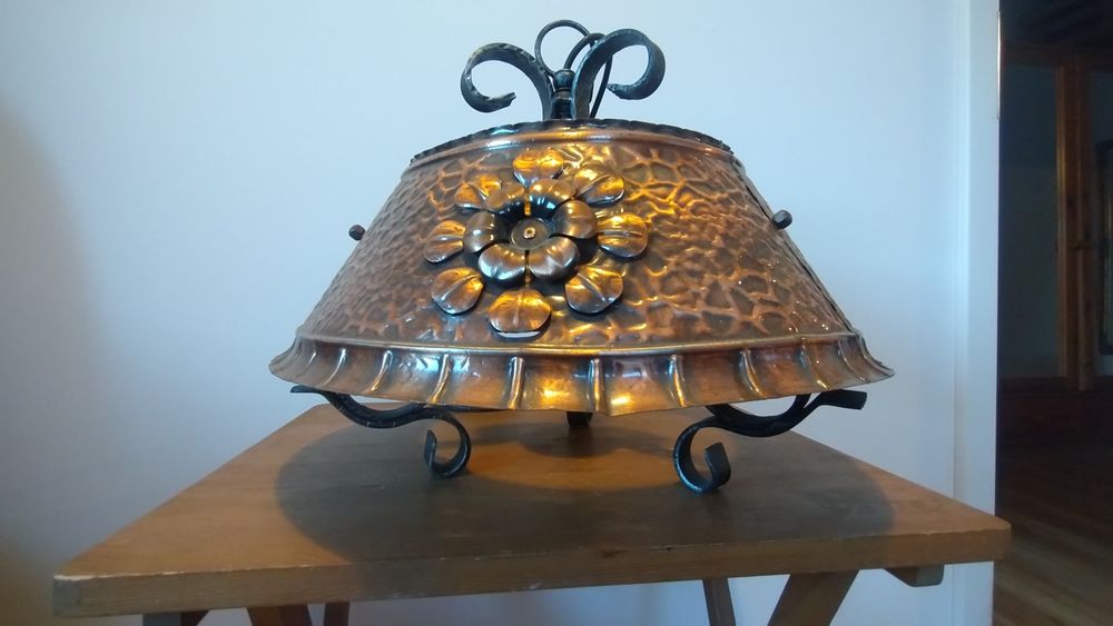 Miedziana lampa retro rustykalna rękodzieło