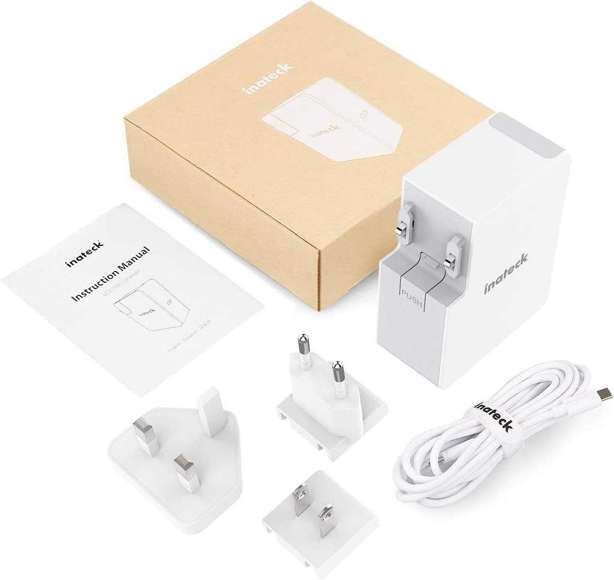 Inateck UCC1001 Ładowarka USB-C 45W kabel 2m EU/UK Samsung iPhone iPad