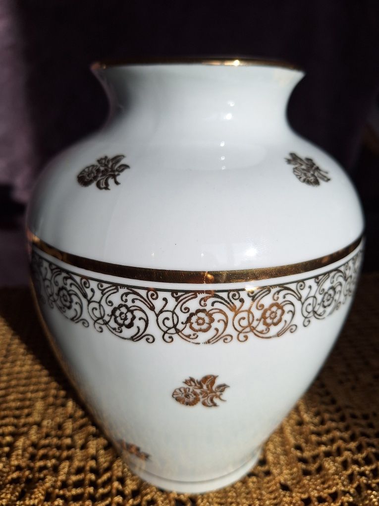 Wazon porcelanowy Chodzież duży PRL vintage złote zdobienia