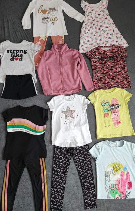 Zestaw ubrań dla dziewczynki + kurtka + akcesoria roz.116