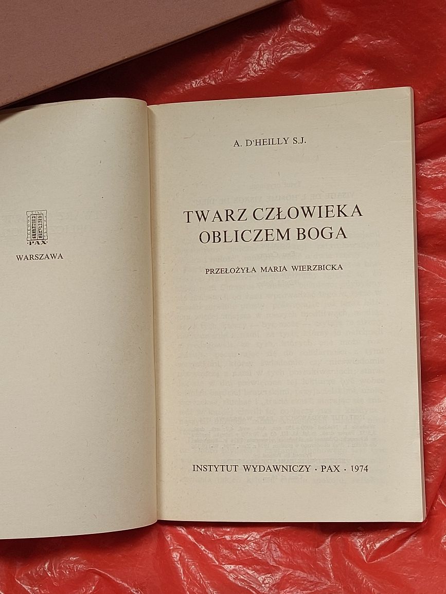 Książka Twarz CZŁOWIEKA Obliczem Boga 1974rok