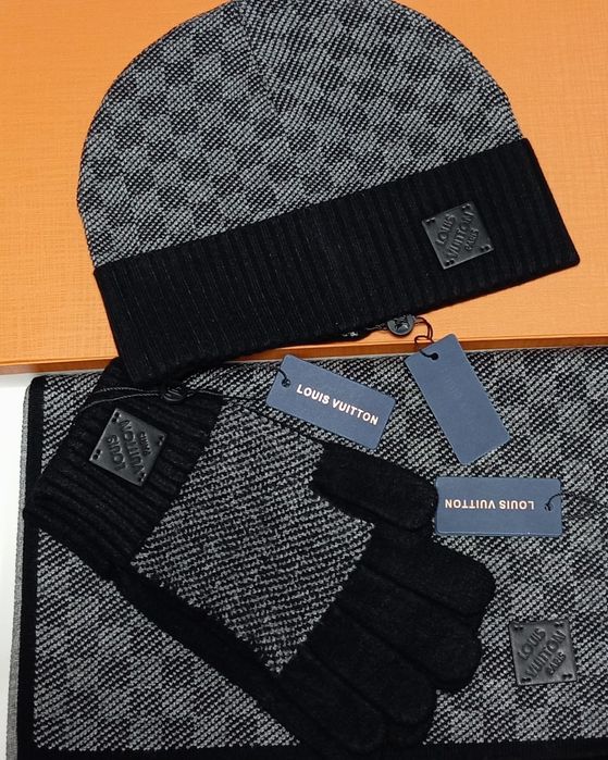 Zestaw komplet LV czapka szalik rękawiczki Louis Vuitton