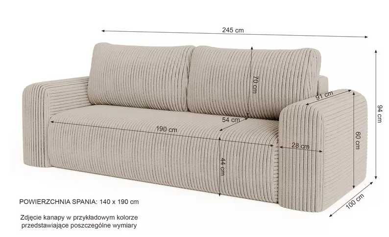 Stylowa sofa Laco z funkcją spania i pojemnikiem na pościel! 1850zł