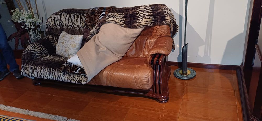 Sofás em pele em bom estado