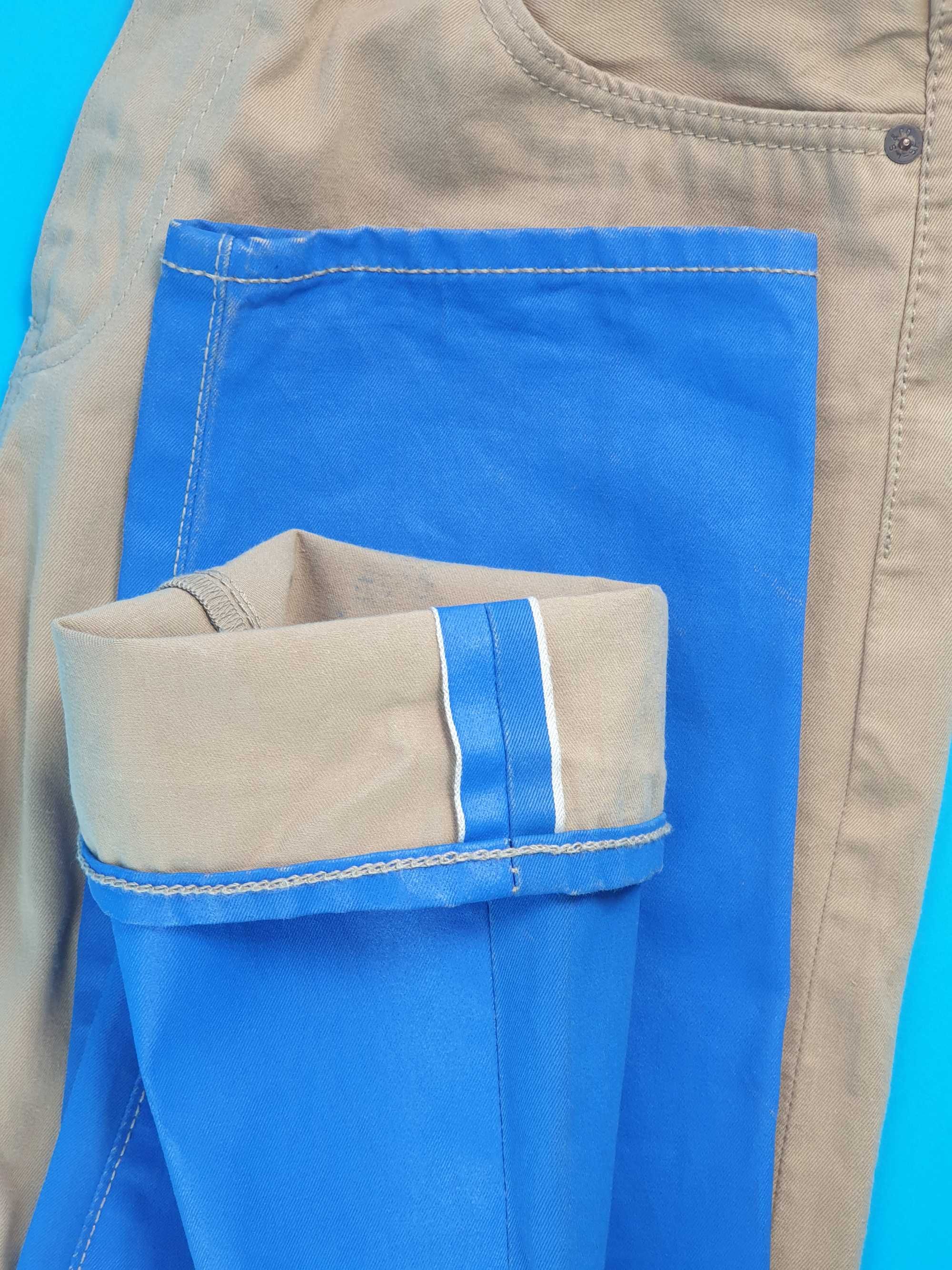 Levi's 508 W30 L32 beżowe jeansy niebieski dekor taper selvedge