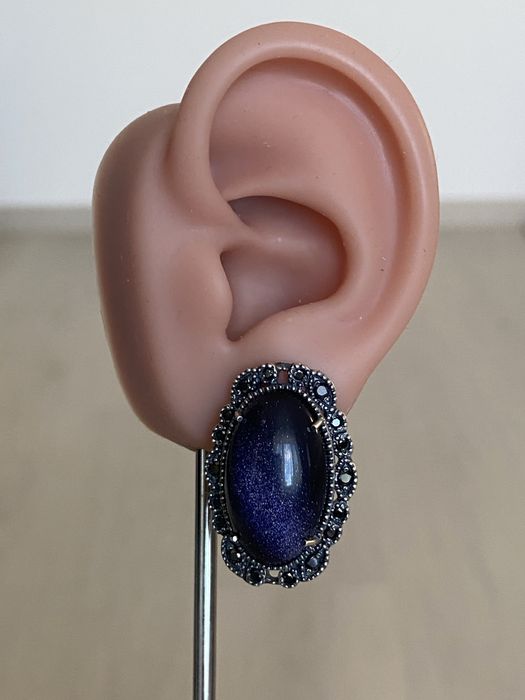 Серебряный комплект 925 пробы с авантюрином и цирконием