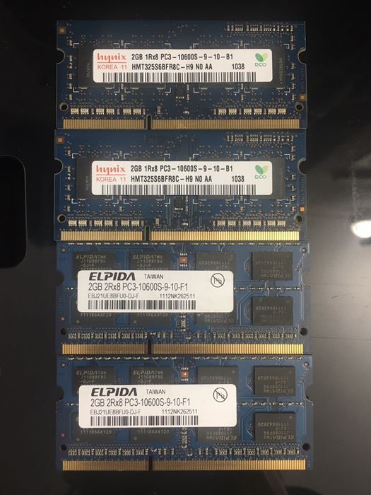 Memórias RAM 2 e 4Gb - Crucial / Elpida / Hynix