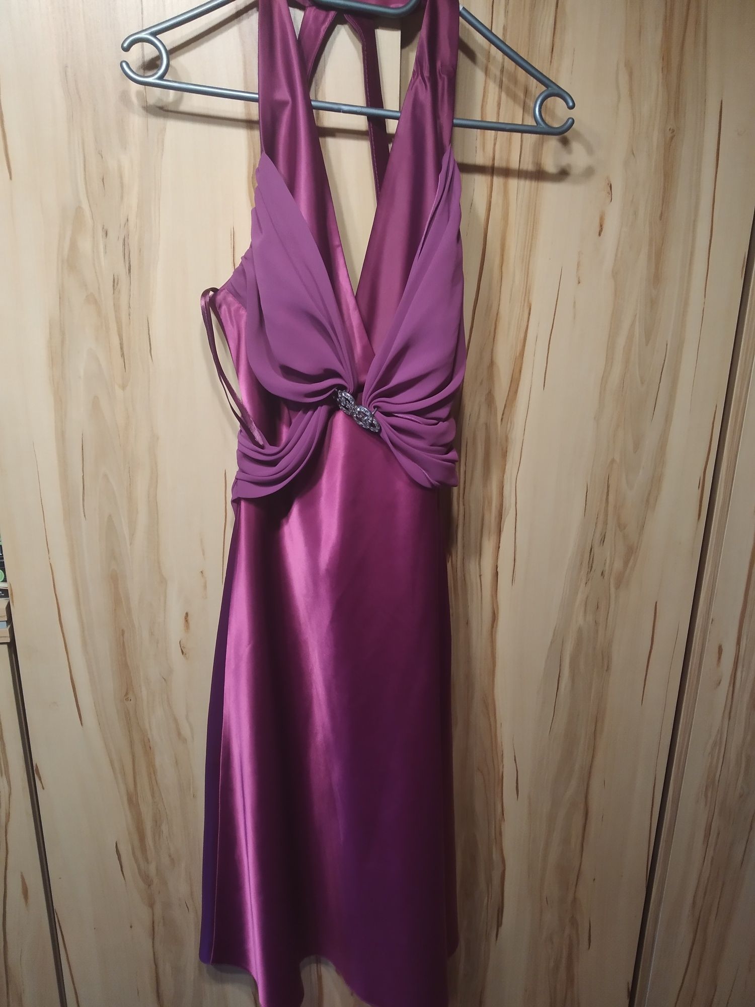 Sukienka fioletowa satynowa r. 40 studniówka/bal/wesele