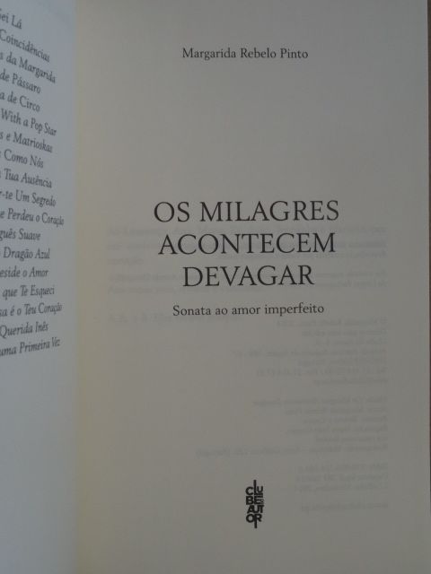 Os Milagres Acontecem Devagar de Margarida Rebelo Pinto