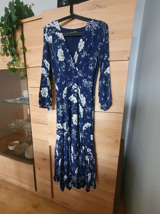 Granatowa sukienka midi Massimo Dutti XS