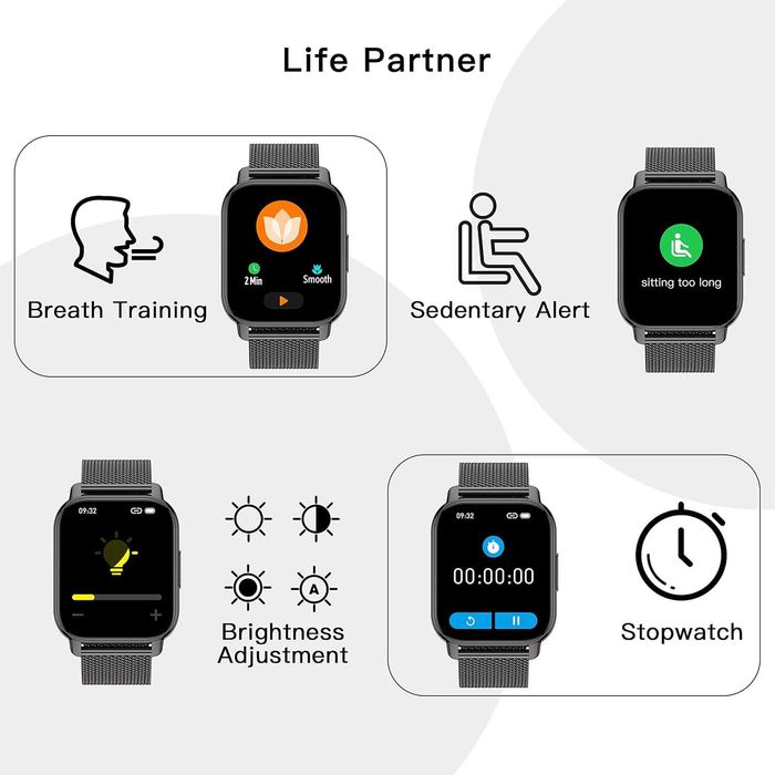 Smartwatch Popglory P66 czarny kolorowy wyświetlacz dotykowy