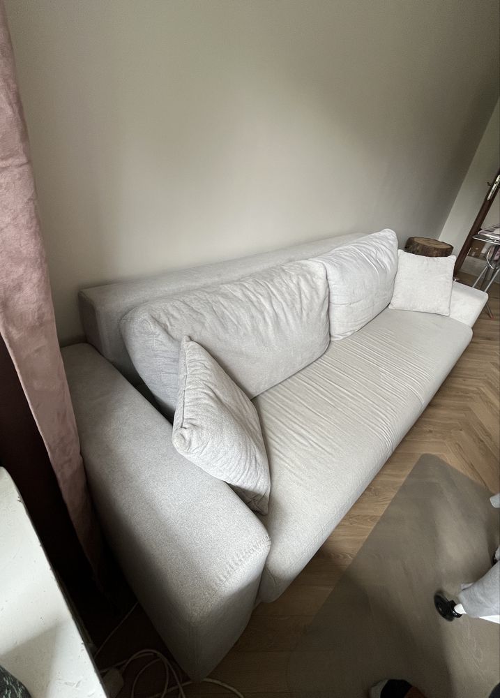 Szara, wygodna, rozkladana sofa kanapa z funkcją spania 240x95cm