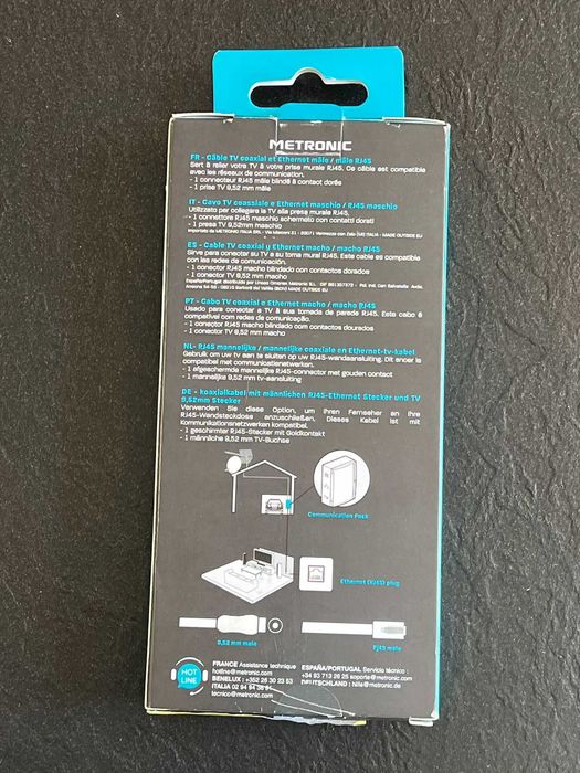Metronic koncentryczny RJ45 / TV 9,52 mm na męski 2m