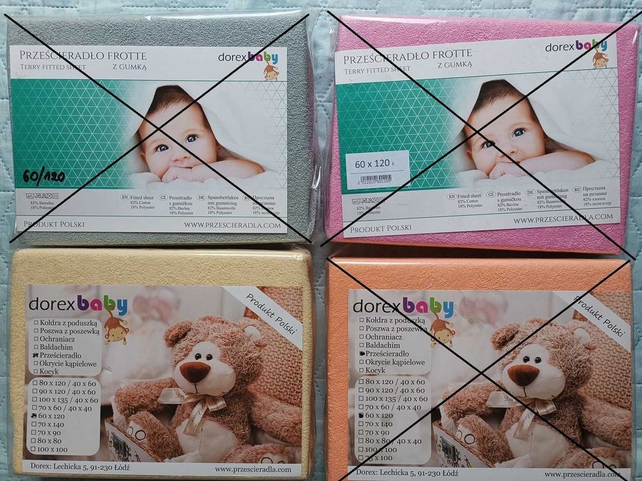 prześcieradło frotte z gumką 60/120 - do łóżeczka - nowe