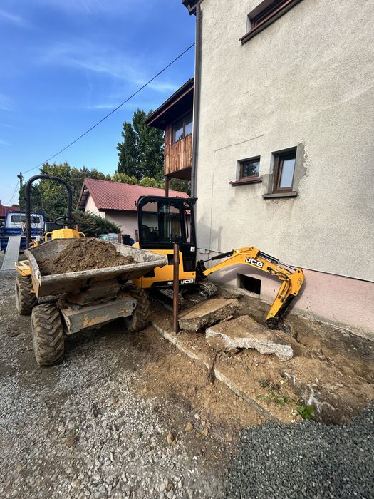 Usługi minikoparka koparka roboty ziemne brukarstwo ogrodzenia laweta
