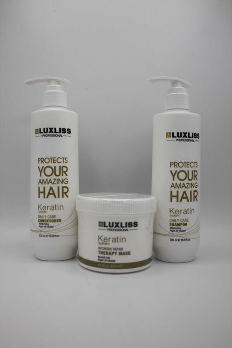 Набор для волос luxliss keratin (шампунь, бальзам, маска, масло,спрей)
