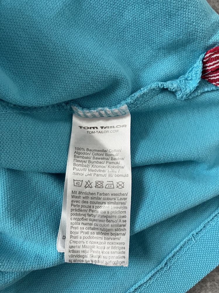 Koszulka polo damska Tom Tailor M 100% bawełna, taliowana, niebieska