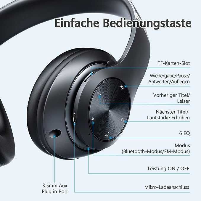 Słuchawki nauszne Bluetooth 9S czarne