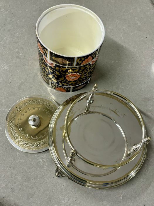 Pojemnik porcelanowy Spode Imari ze stojakiem Evans & Matthews XIX w