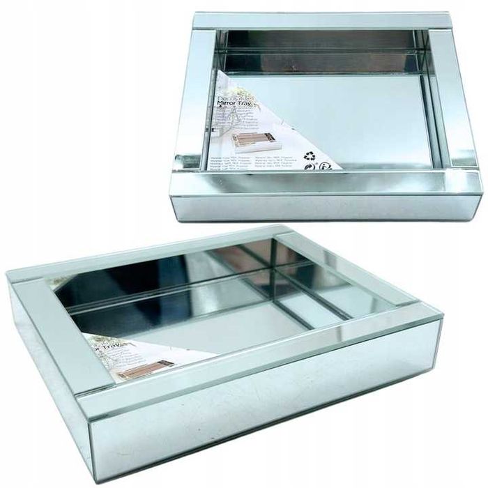 Taca podstawka lustrzana Glamour srebrna na świece 15x18 cm