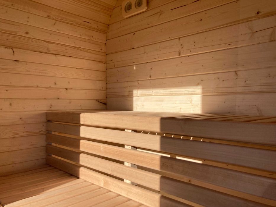 SAUNA OGRODOWA z piecem, zestaw 1,5x2m, producent, balia, beczka