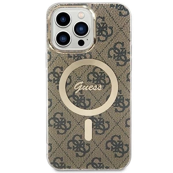 Etui Guess 4G MagSafe na iPhone 14 Pro Max - brązowe