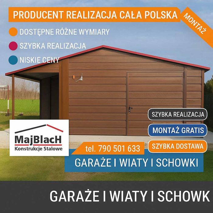 Brązowy Garaż Blaszany - Schowek - Garaże Blaszane Magazyn – Maj-Blach