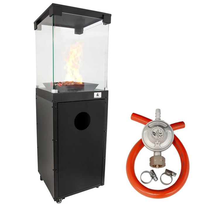 Ogrzewacz Tarasowy Gazowy Kominek Lava Rocks 8kW Czarny