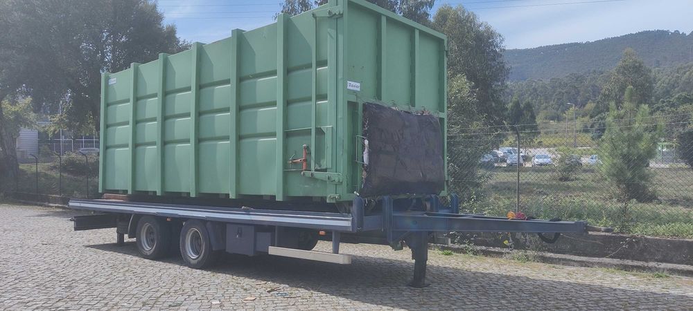 Reboque 2 eixos centrais de transporte de contentores polibenne