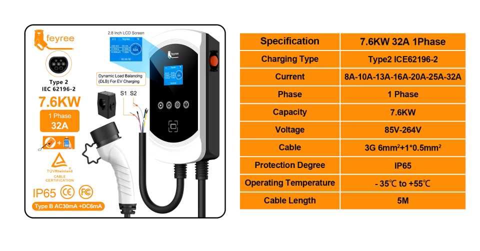 Balanceamento Carga - 7.6 kw - 32A - Wallbox Carregador Electricos