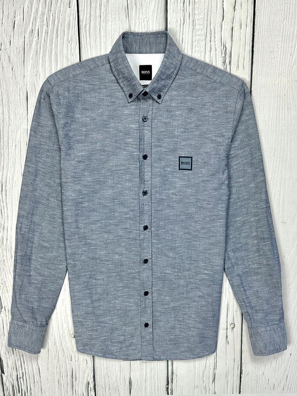 Hugo Boss Mabsoot Koszula Gładka Slim Fit Męska Logo na Piersi r. M