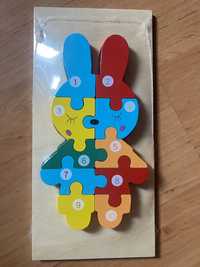 Drewniane klocki ukladanka montessori puzzle edukacyjne